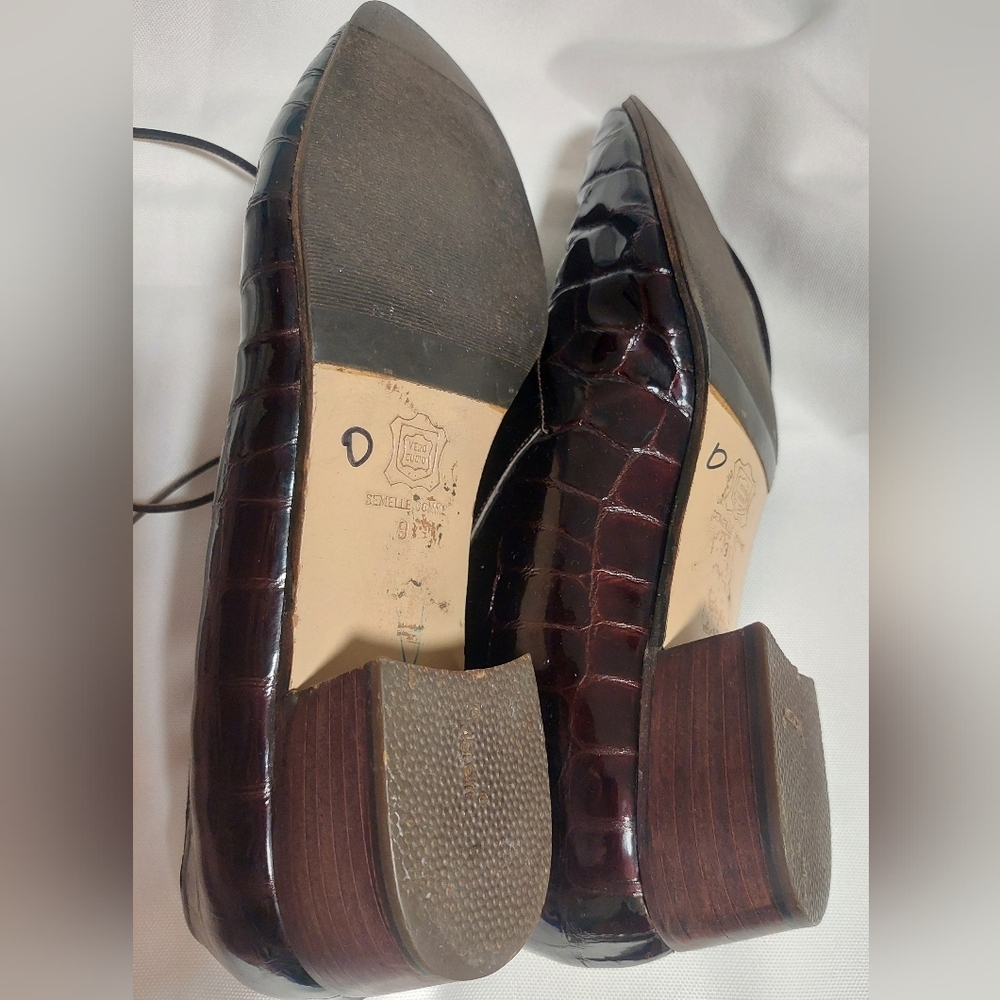 Women's Burgundy Patent Leather Lace-Up Oxfords - Picture 4 of 7